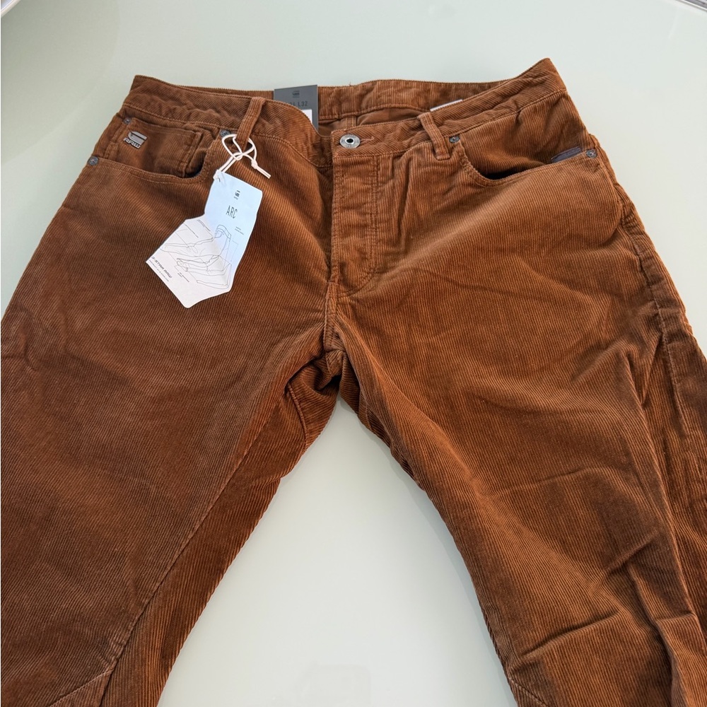 G-Star Men's Corduroy Pants in Rust Brown  / Arc 3D Slim 34/32
